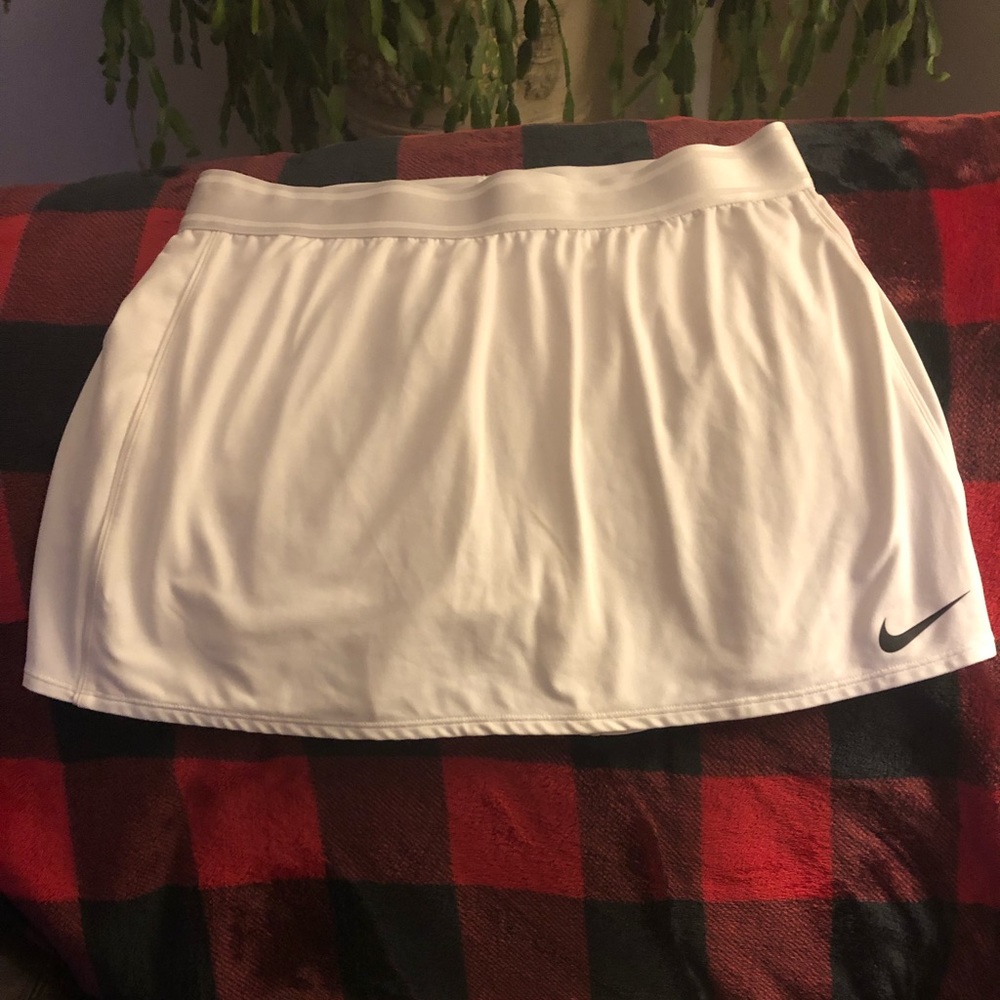 Nike Dri-Fit white tennis skirt with shorts.  Size Medium